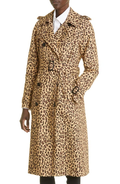 Shop Adam Lippes Animal Print Cotton Faille Trench Coat In Natural
