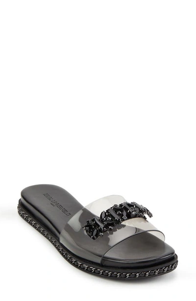 Shop Karl Lagerfeld Bijou Embellished Slide In Smoke