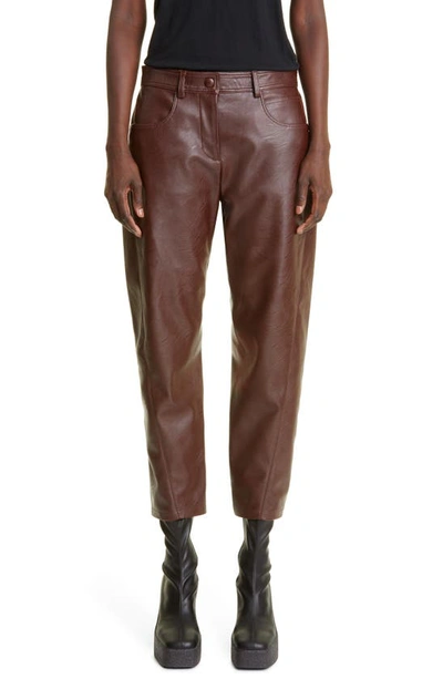 Vegan Leather Straight leg Ankle Trousers In Brown