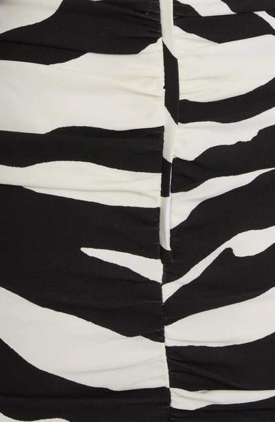 Shop Dolce & Gabbana Cady Zebra Long Sleeve Dress In Hw3tu Zebra New