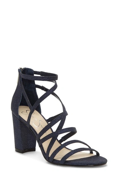 Shop Jessica Simpson Stassey Cage Sandal In Navy Fabric