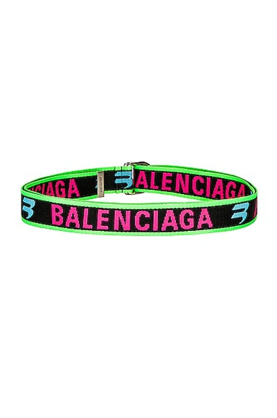 Shop Balenciaga D Ring Belt In Acid Green