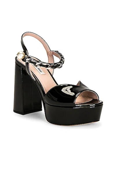 Shop Miu Miu Platform Sandal In Nero