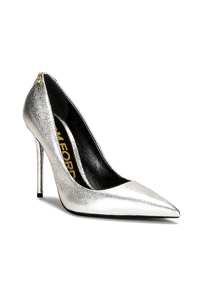 Shop Tom Ford Laminated Iconic T Pump 105 In Silver