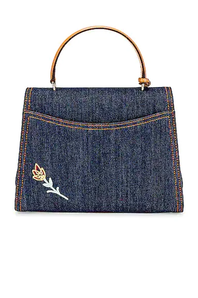 Shop Fwrd Renew Mark Cross Lady Madeline Bag In Indigo & Luggage