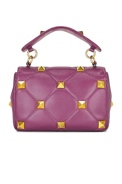 Shop Fwrd Renew Valentino Garavani Medium Roman Stud Shoulder Bag In Malva