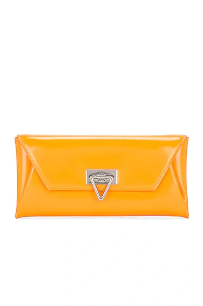 Pre-owned Fwrd Renew Bottega Veneta Small Point Lock Clutch In Tangerine & Silver