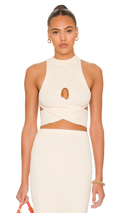 Shop Camila Coelho Macadamia Crossover Top In Ivory