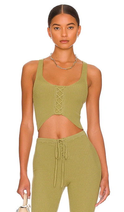 Shop Camila Coelho Artemis Lace Up Knit Top In Green