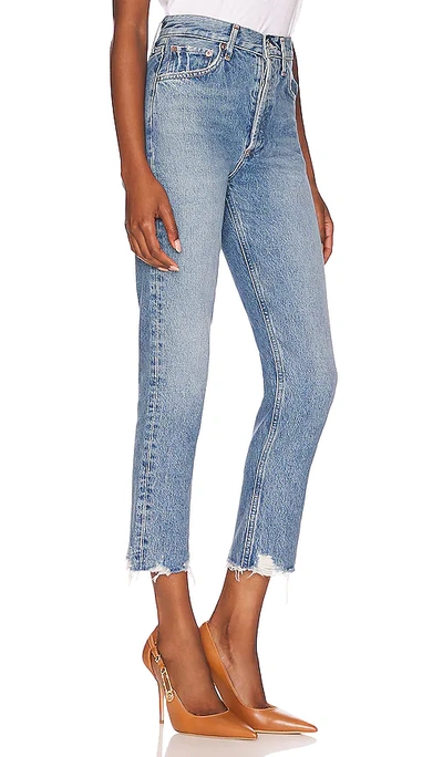 Shop Agolde Riley High Rise Straight Crop In Blue
