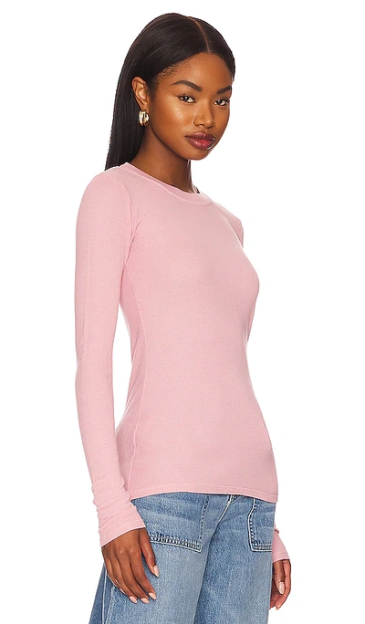Shop La Made Long Sleeve Crew Neck Top In Rose