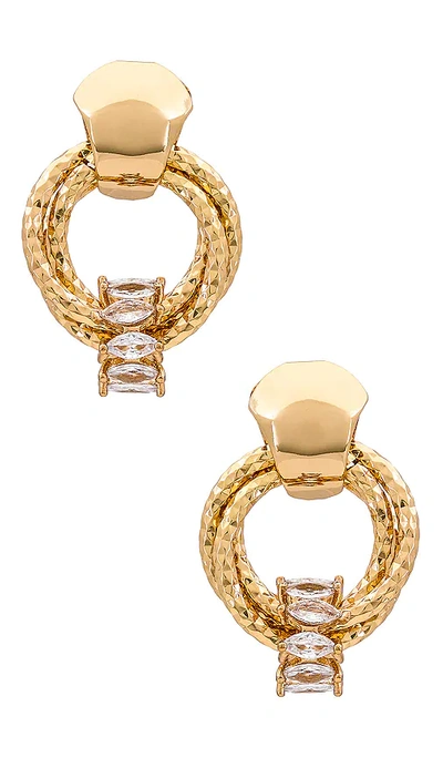 Shop Ettika Mini Barrel Earrings In Metallic Gold