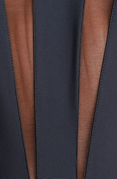 Shop Mugler Illusion Long Sleeve Bodysuit In Black Nude 02