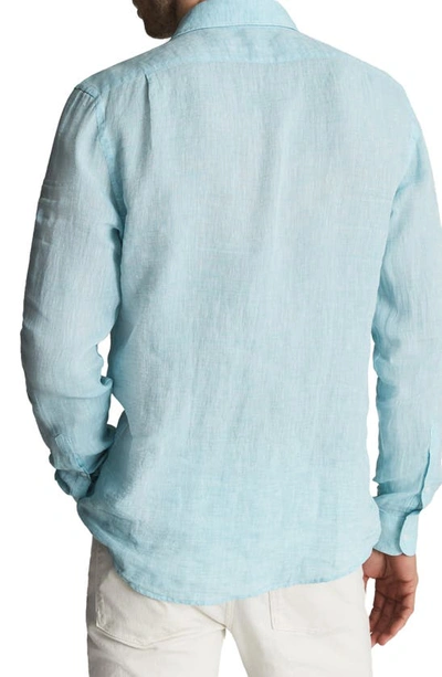 Shop Reiss Ruban Linen Button-up Shirt In Aqua