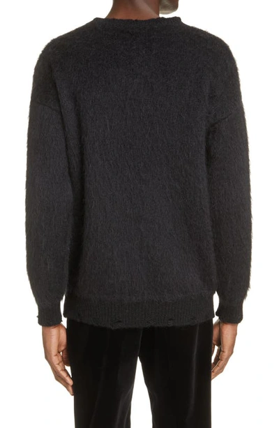 Shop Saint Laurent Playboy Intarsia Mohair Blend Sweater In Noir/ Naturel