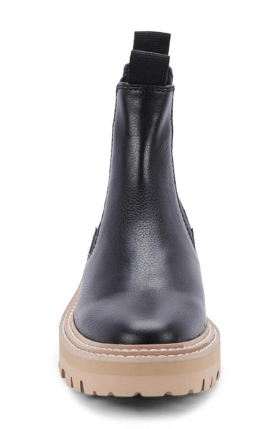 Shop Dolce Vita Moana H2o Waterproof Lug Sole Chelsea Boot In Onyx Leather H2o