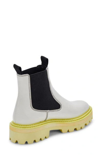Shop Dolce Vita Moana H2o Waterproof Lug Sole Chelsea Boot In White/ Green Leather H2o