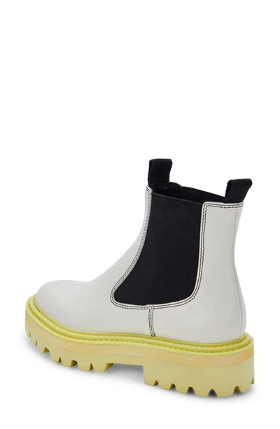 Shop Dolce Vita Moana H2o Waterproof Lug Sole Chelsea Boot In White/ Green Leather H2o