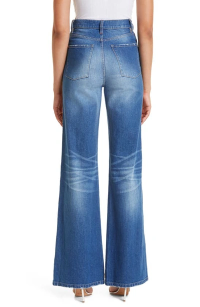 Shop Alice And Olivia Gorgeous Embroidered Wide Leg Trouser Jeans In Pasadena Blue