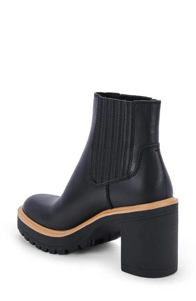 Dolce Vita Caster H2o Waterproof Block Heel Bootie In Onyx Leather H2o