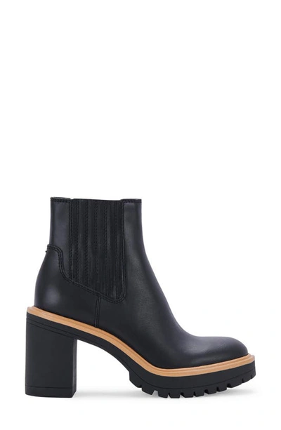 Shop Dolce Vita Caster H2o Waterproof Lug Sole Platform Bootie In Onyx Leather H2o