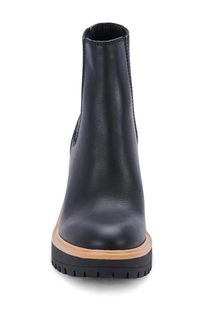 Shop Dolce Vita Caster H2o Waterproof Lug Sole Platform Bootie In Onyx Leather H2o