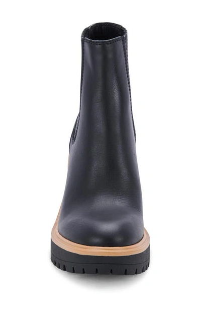 Dolce Vita Caster H2o Waterproof Block Heel Bootie In Onyx Leather H2o