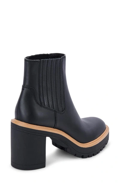 Dolce Vita Caster H2o Waterproof Block Heel Bootie In Onyx Leather H2o