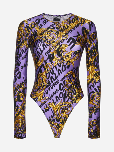 Shop Versace Jeans Couture Barocco And Logo Print Bodysuit