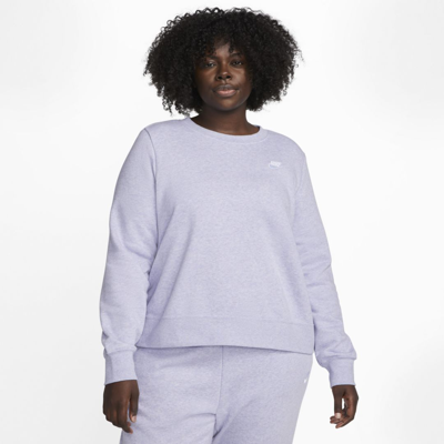 Shop Nike Women's  Sportswear Club Fleece Crew-neck Sweatshirt (plus Size) In Purple