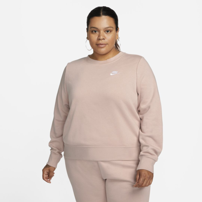 Shop Nike Women's  Sportswear Club Fleece Crew-neck Sweatshirt (plus Size) In Pink
