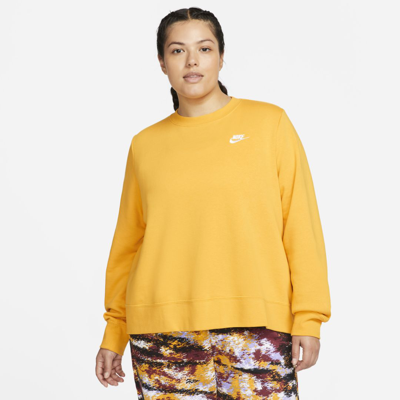 Shop Nike Women's  Sportswear Club Fleece Crew-neck Sweatshirt (plus Size) In Yellow