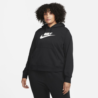 Shop Nike Women's  Sportswear Club Fleece Pullover Hoodie (plus Size) In Black