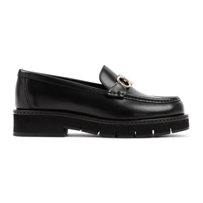 Shop Ferragamo Salvatore  Rolo Leather Lug Loafers Shoes In Black