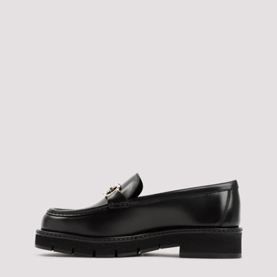 Shop Ferragamo Salvatore  Rolo Leather Lug Loafers Shoes In Black