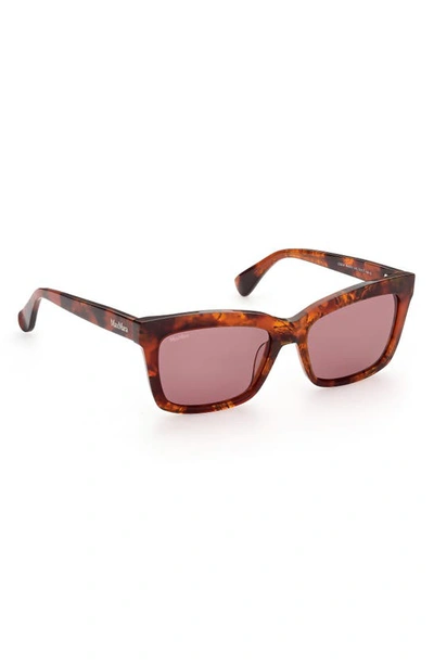 Shop Max Mara 55mm Rectangular Sunglasses In Red Havana / Bordeaux