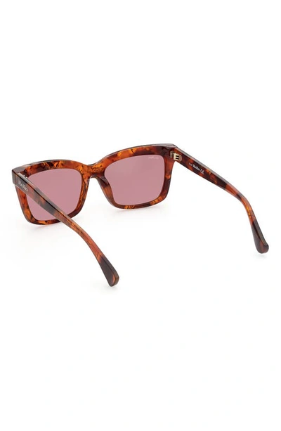 Shop Max Mara 55mm Rectangular Sunglasses In Red Havana / Bordeaux