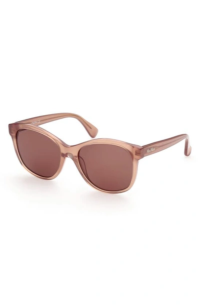 Shop Max Mara 56mm Butterfly Sunglasses In Shiny Light Brown / Brown