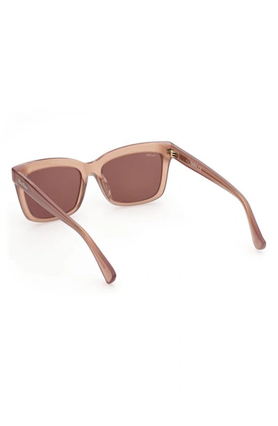 Shop Max Mara 55mm Rectangular Sunglasses In Shiny Light Brown / Brown