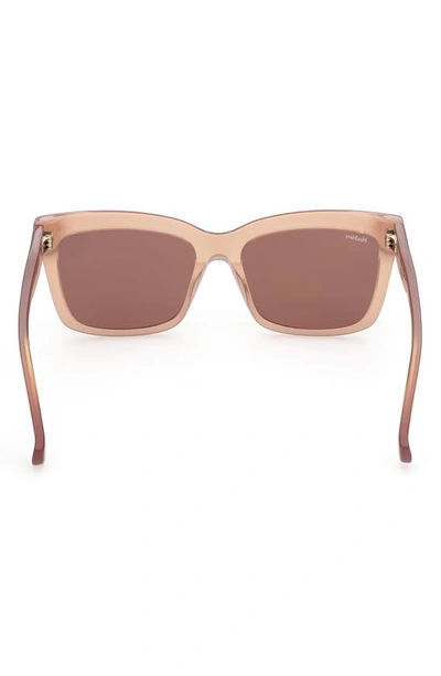 Shop Max Mara 55mm Rectangular Sunglasses In Shiny Light Brown / Brown