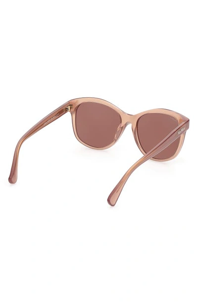 Shop Max Mara 56mm Butterfly Sunglasses In Shiny Light Brown / Brown