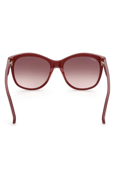 Shop Max Mara 56mm Butterfly Sunglasses In Shiny Red / Gradient Brown