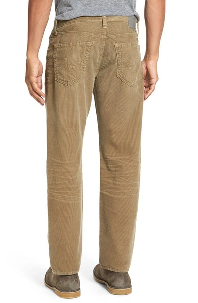 Shop Ag 'graduate' Tailored Straight Leg Corduroy Pants In Sulfur Infantry Khaki