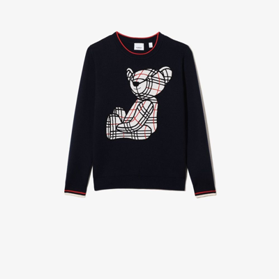 Shop Burberry Teen Blue Thomas Bear Jacquard Wool Sweater