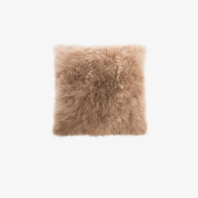 Shop Brunello Cucinelli Brown Shearling And Leather Cushion