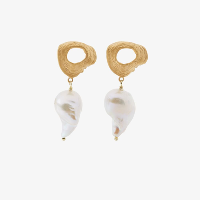 Shop Hermina Athens Gold Vermeil Lava Pearl Drop Earrings