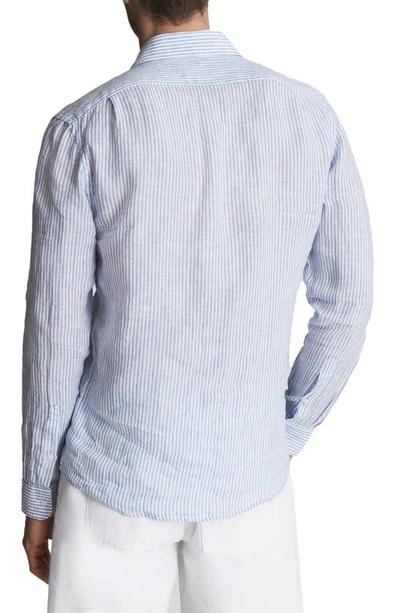 Shop Reiss Ruban Regular Fit Stripe Linen Button-up Shirt In Blue Stripe