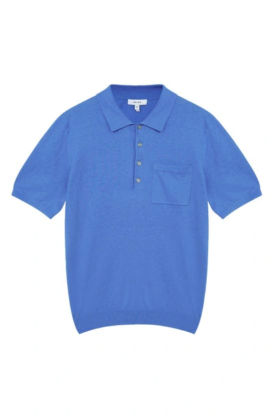 Reiss Ralphy Button Polo In Bright Blue