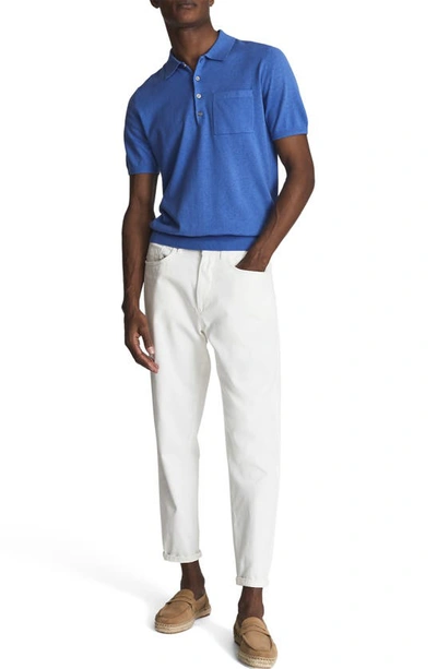 Reiss Ralphy Button Polo In Bright Blue