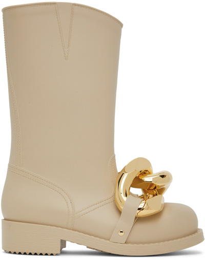 Shop Jw Anderson Beige High Chain Rubber Boots In 101 Natural